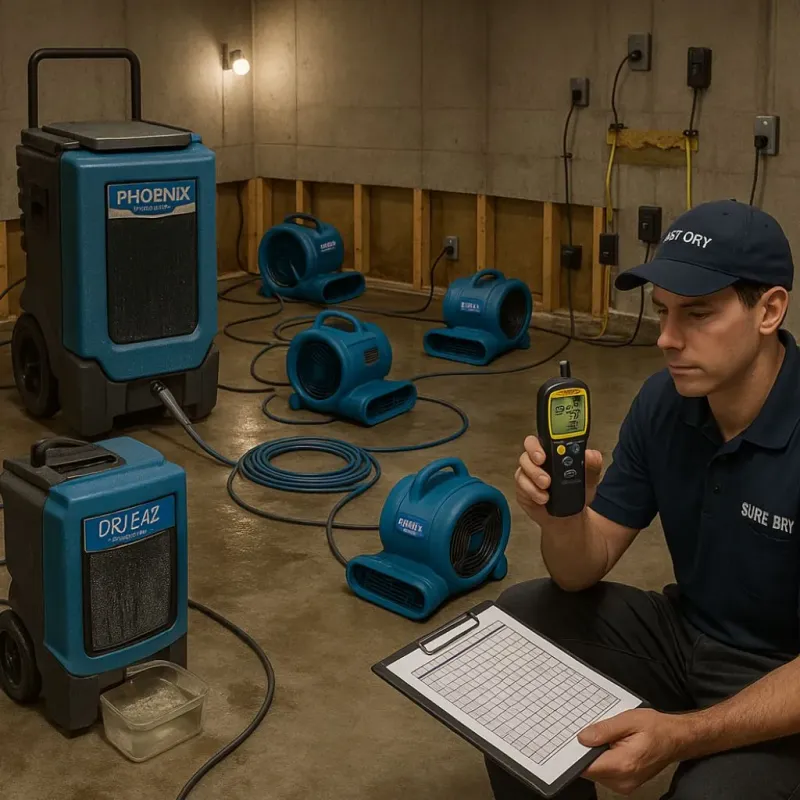 Structural Drying and Dehumidification process in Smithville-Sanders, IN